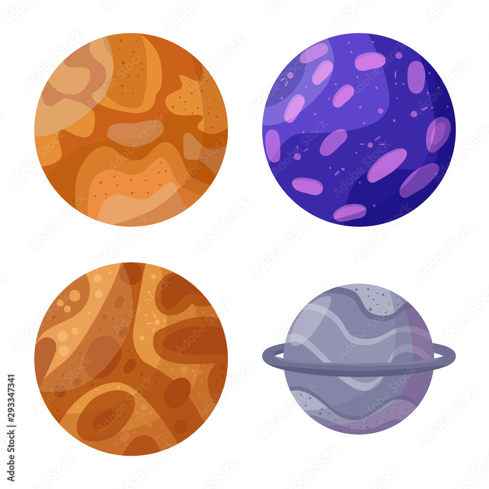 Vector design of planet and system icon. Set of planet and space stock vector illustration. Vector design of planet and system icon. Set of planet and space stock vector illustration.