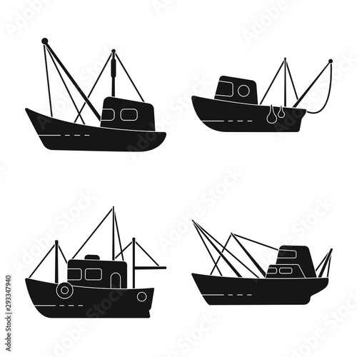 Vector illustration of shipping and yacht sign. Collection of shipping and fishing stock symbol for web.