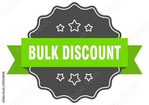 bulk discount isolated seal. bulk discount green label. bulk discount