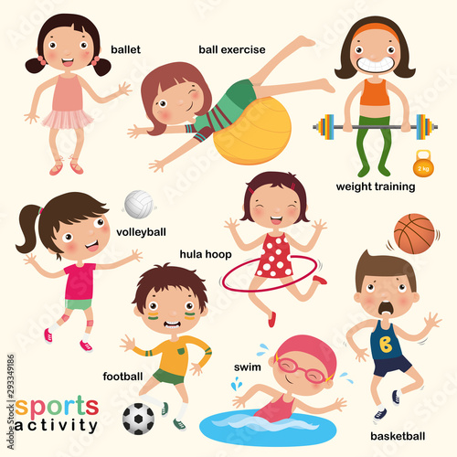 sport for kids collection, vector, illustration