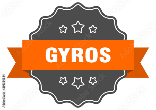 gyros isolated seal. gyros orange label. gyros