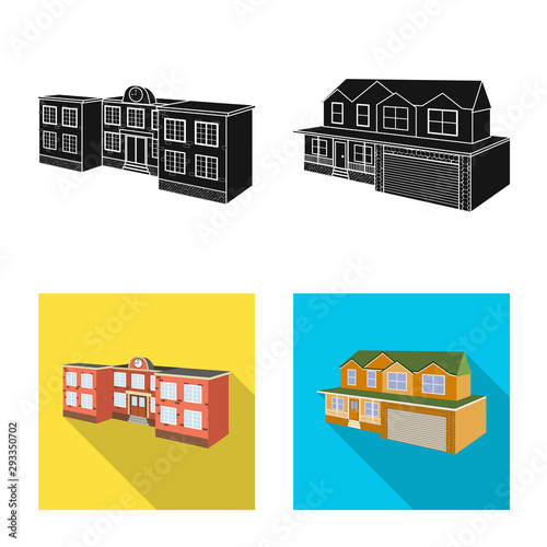 Vector design of facade and housing symbol. Set of facade and infrastructure stock symbol for web.