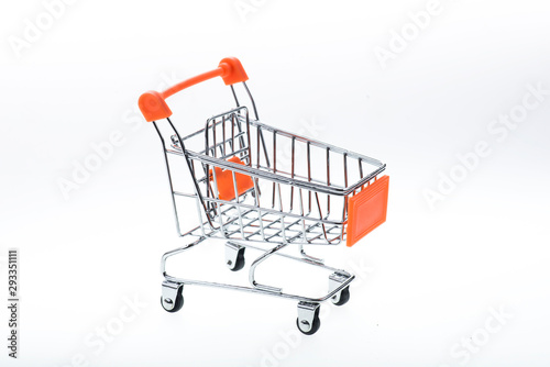 Mini shopping cart isolated on white