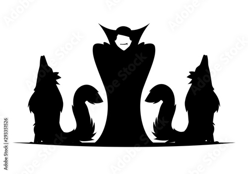 Halloween vampire and werewolf vector design icon