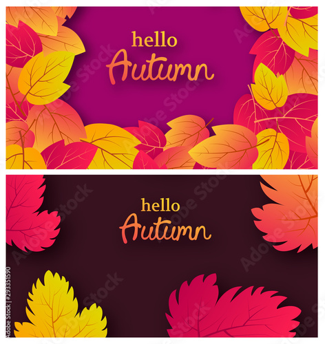 Autumn banners with autumn leaves