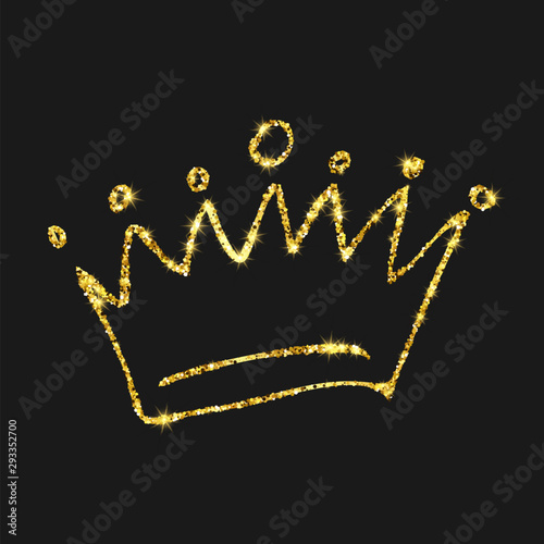 Gold glitter hand drawn crown