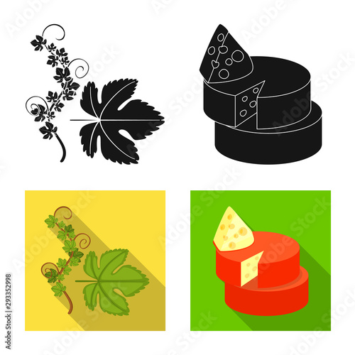 Vector illustration of farm and vineyard logo. Set of farm and product vector icon for stock.
