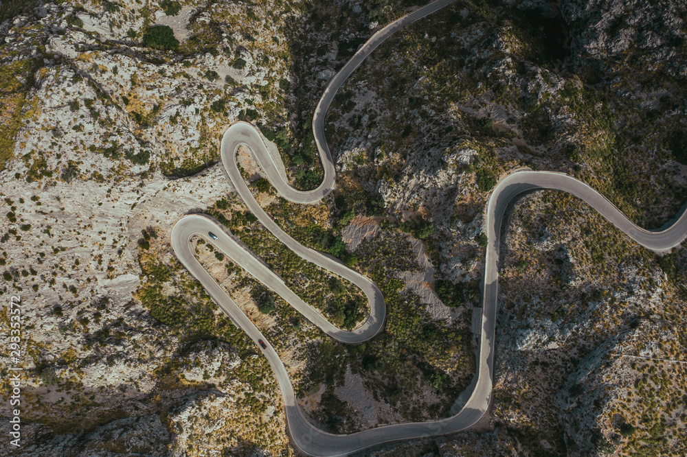 Serpentine road in shape of letter 