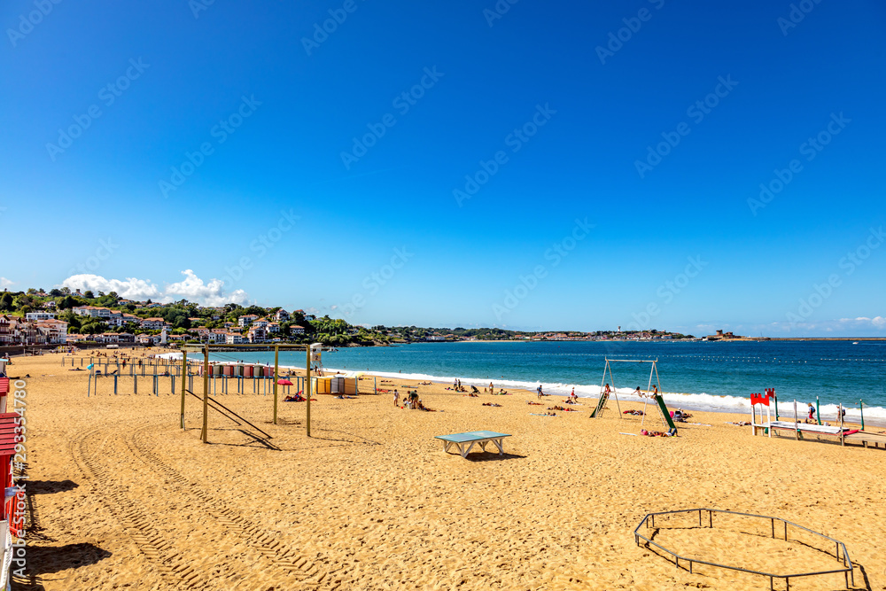 Saint-Jean-de-Luz, France - View of the beach and holidaymakers