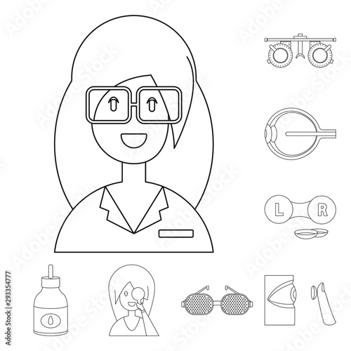 Vector illustration of medicine and technology logo. Collection of medicine and eyesight vector icon for stock.