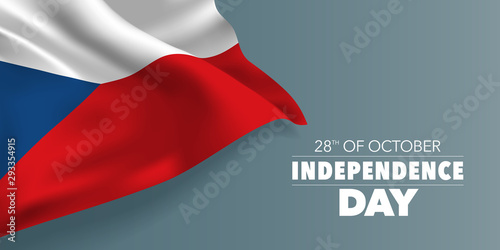 Czech Republic independence day greeting card, banner with template text vector illustration