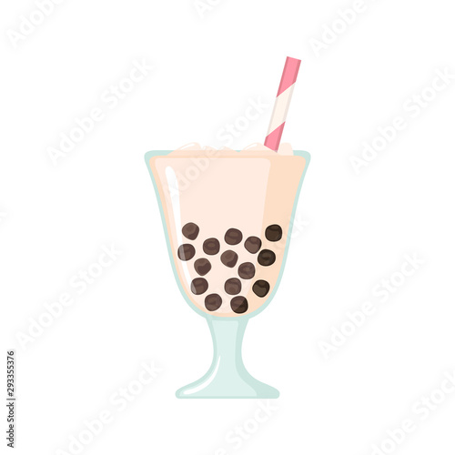 Bubble milk tea icon in flat style isolated on white.