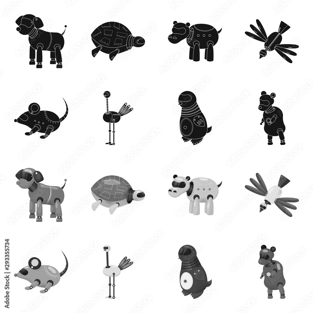 Obraz premium Vector design of toy and science icon. Set of toy and toy stock symbol for web.