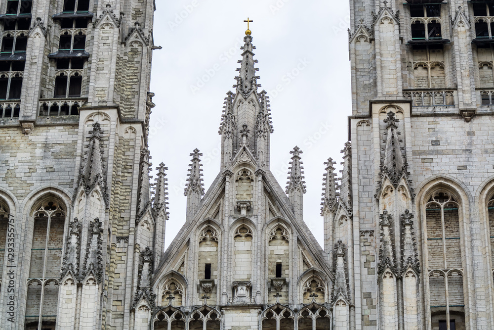 Architectural details of Tower of Church of Our Lady of Laeken or 
