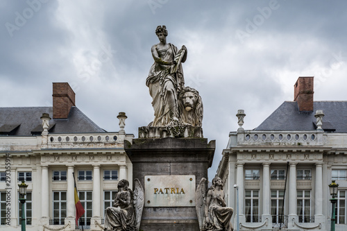 The Pro Patria Monument in the Place des Martyrs at Brussels, Belgium. The crypt and monument in the Place des Martyrs in Brussels in honor of those who gave their life in 1830 for Independence