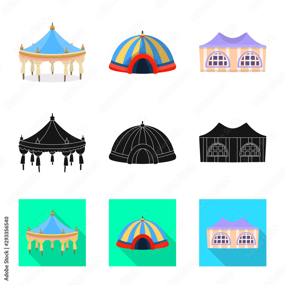 Vector illustration of roof and folding logo. Collection of roof and architecture vector icon for stock.