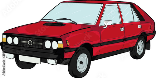 Bild auf Leinwand polonez, samochód, car, cartoon, polski klasyk, polski samochód, kreskówkowy sam