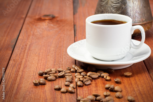 White porcelain Cup with morning coffee