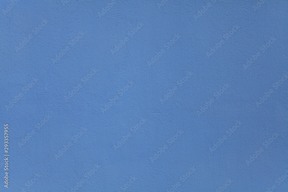 Blue wall, texture, background. The building wall, painted with water-based paint. Smooth (flat) surface in blue color - obrazy, fototapety, plakaty 