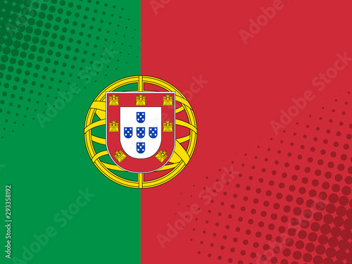 Vector image of the flag of Portugal with a dot texture in the style of comics.