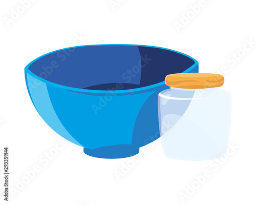 Isolated kitchen bowl and jar vector design