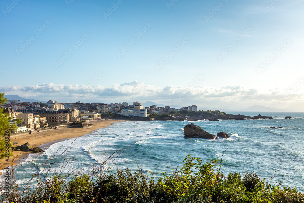 Biarritz, France -  View of the beach and the city of Biarritz, french riviera, France
