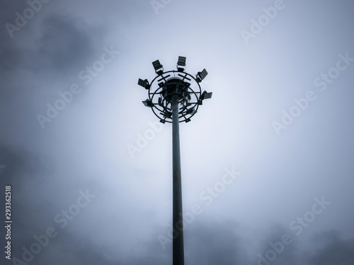  Spotlight pole in evening at a park