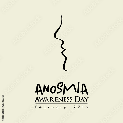 Anosmia Awareness day on February 27th with Mouth and Nose Line art cartoon Concept Design