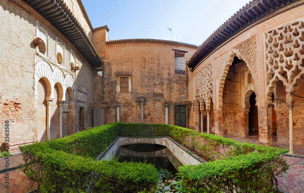 Royal Alcazar. Maidens Courtyard. Panorama. Seville, Andalusia, Spain