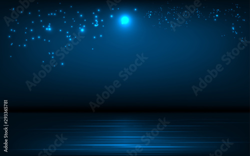Background of the sea and the night sky with glittering stars