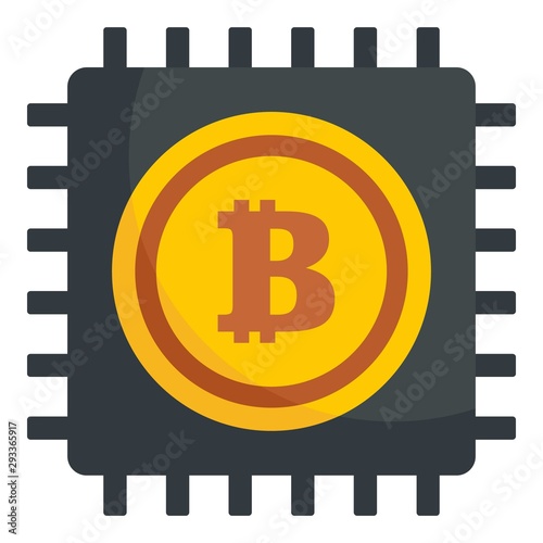 Bitcoin processor icon. Flat illustration of bitcoin processor vector icon for web design
