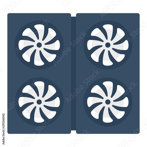 Video card fans icon. Flat illustration of video card fans vector icon for web design