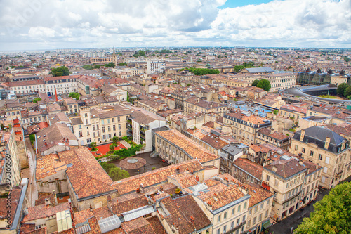 Bordeaux cityscape aerial view with tiled roofs © russieseo