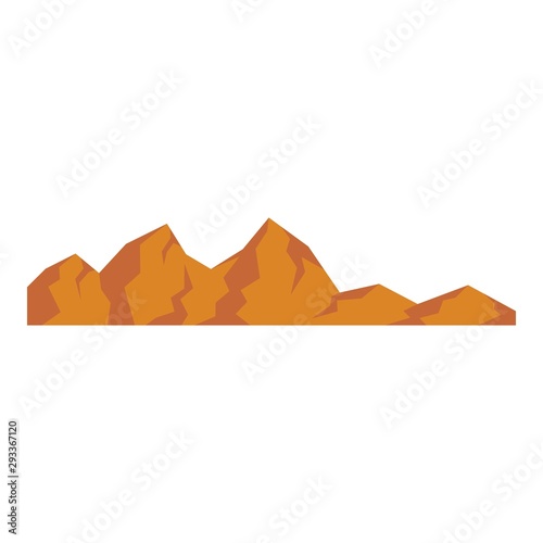 Brown mountains icon. Flat illustration of brown mountains vector icon for web design