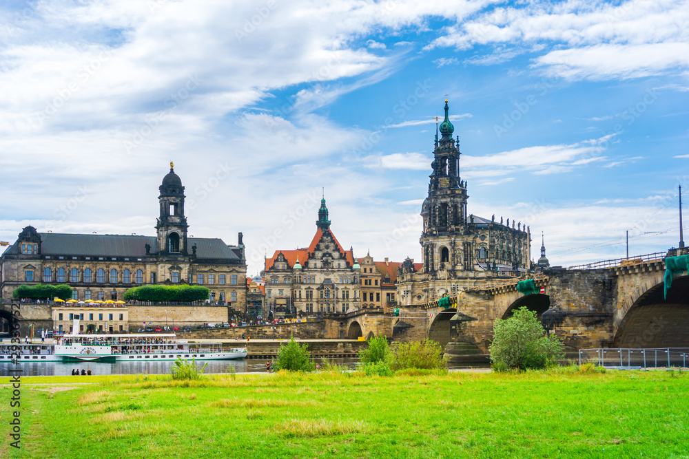 Fototapeta premium DRESDEN, GERMANY - July 23, 2017: street view of downtown Dresden, Germany