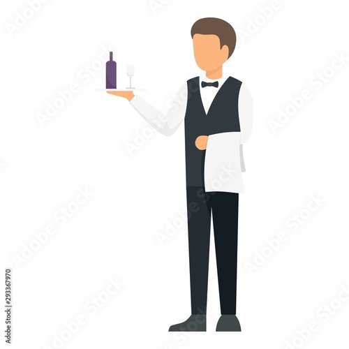 Man waiter icon. Flat illustration of man waiter vector icon for web design