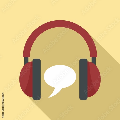 Audio headset education icon. Flat illustration of audio headset education vector icon for web design