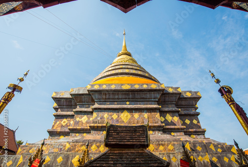 Wat Phra That Lampang Luang pagoda an iconic Buddhist temple was founded in the 13th century, One of the best examples of Lanna architecture in Lampang province of Thailand. photo