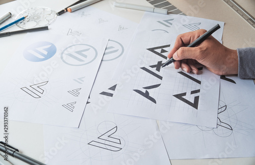 Graphic designer creative design sketch drawing logo Trademark brand Workspace