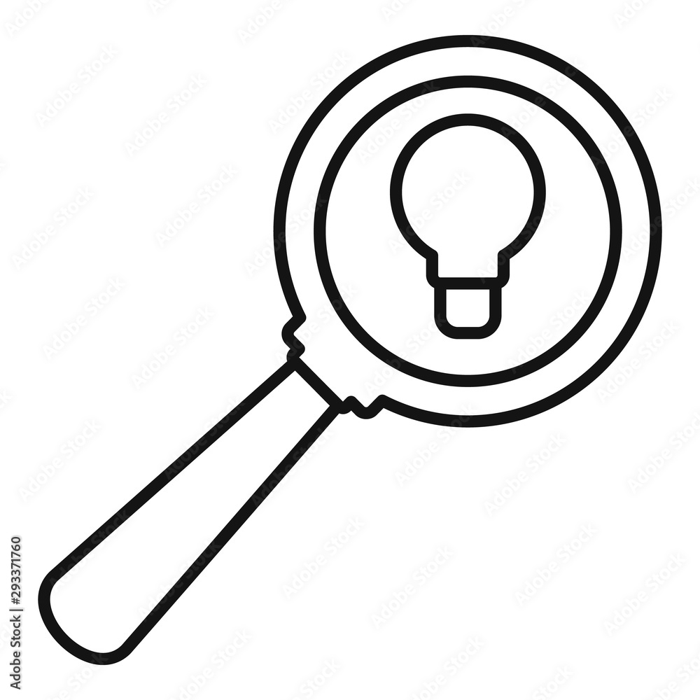 Idea magnify glass icon. Outline idea magnify glass vector icon for web design isolated on white background Idea magnify glass icon. Outline idea magnify glass vector icon for web design isolated on white background