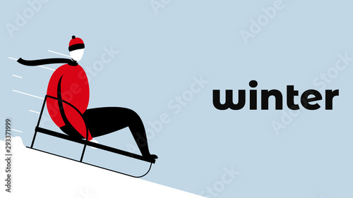 Vector colorful illustration of activity of a men in winter