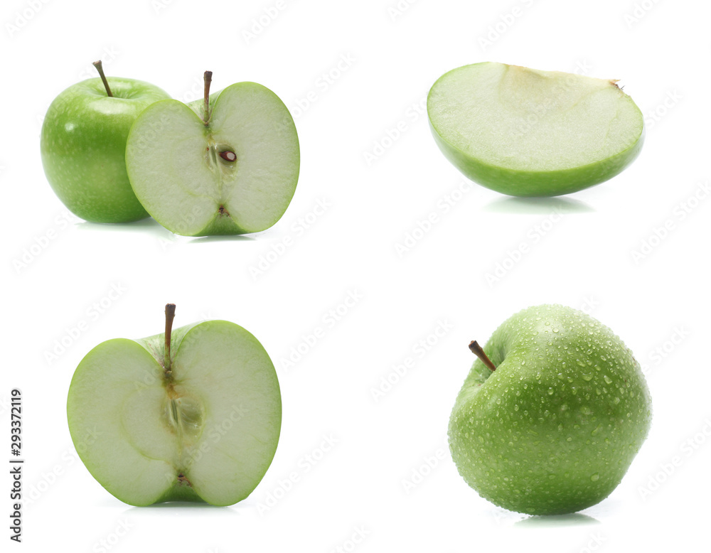 Green apple isolated on white background (set mix collection) Green apple isolated on white background (set mix collection)