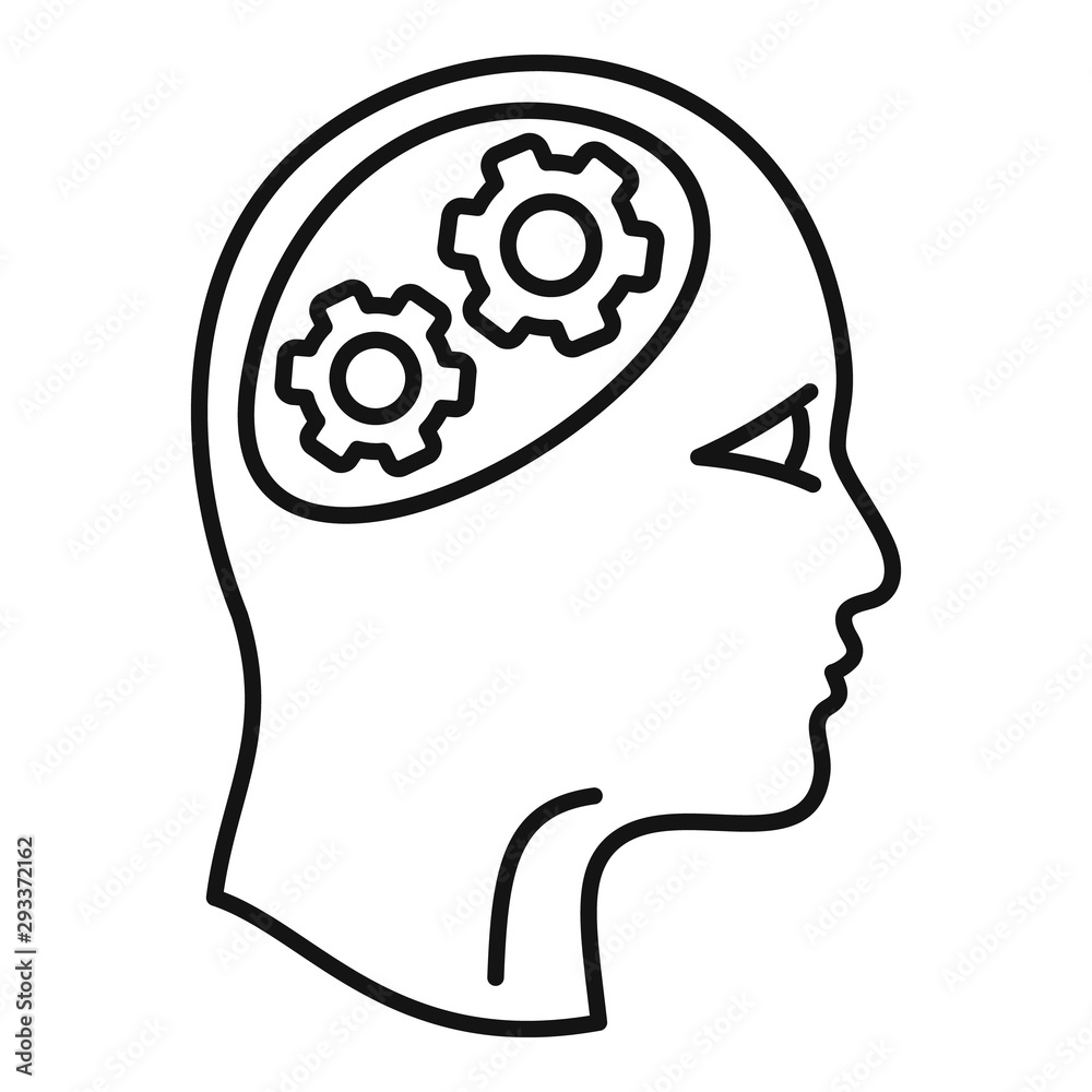 Logic brain icon. Outline logic brain vector icon for web design isolated on white background Logic brain icon. Outline logic brain vector icon for web design isolated on white background