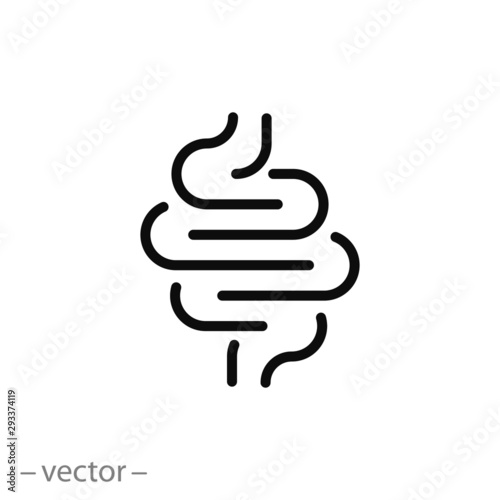intestine icon, digestive tract, gut thin line symbol on white background - editable stroke vector illustration eps 10