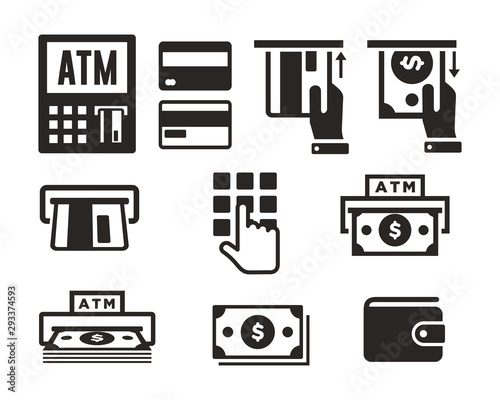 ATM icon set vector