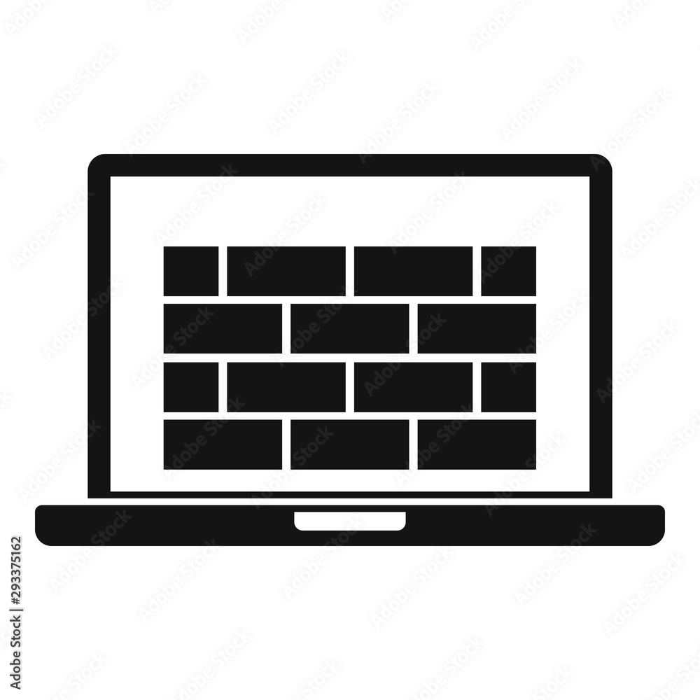 Laptop firewall icon. Simple illustration of laptop firewall vector icon for web design isolated on white background