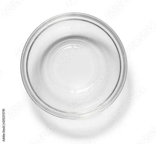 Glass bowl top view (with clipping path) isolated on white background