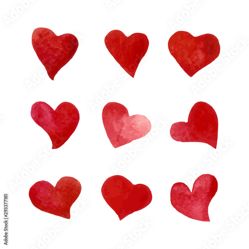 Isolated red watercolor heart in vector