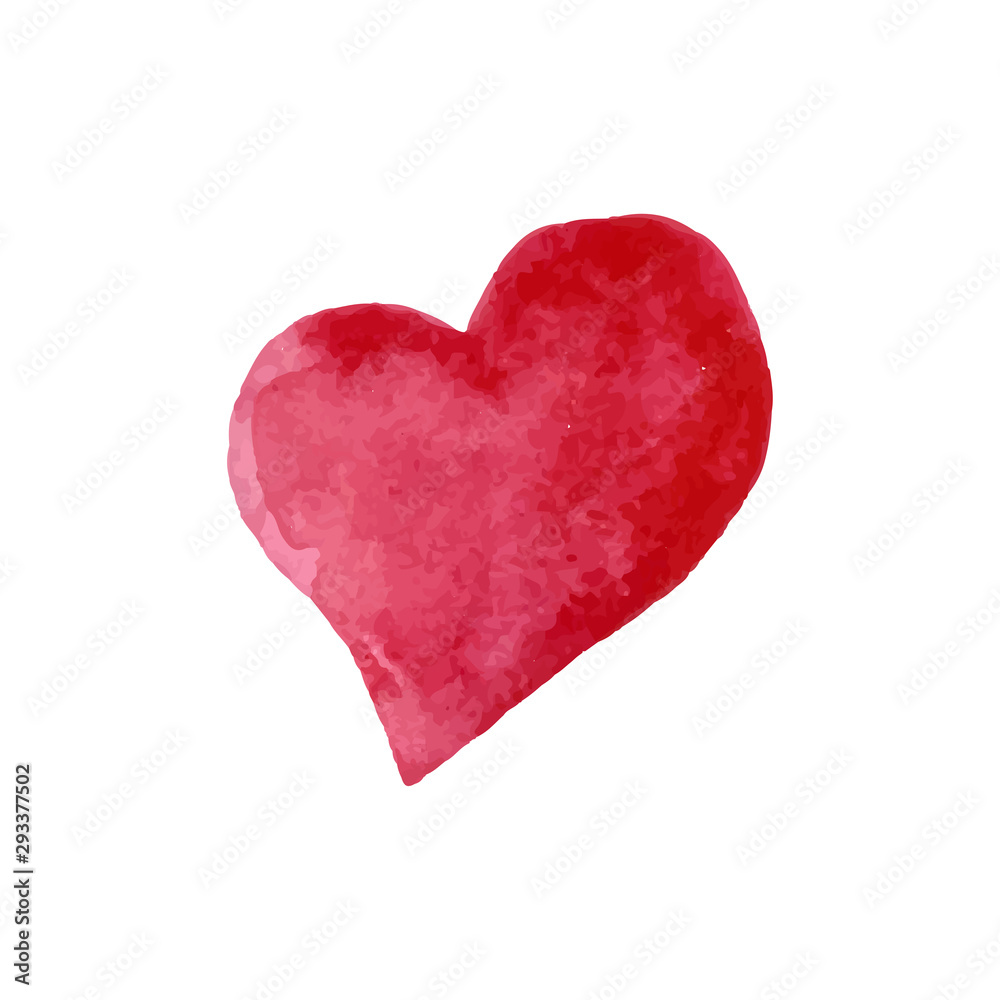 Isolated red watercolor heart in vector