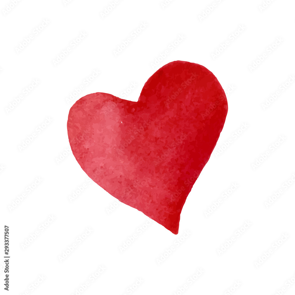 Isolated red watercolor heart in vector